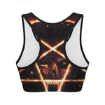 Flame Satanic Pentagram Print Women's Sports Bra