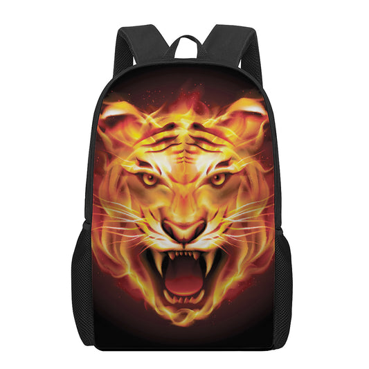 Flame Tiger Print 17 Inch Backpack