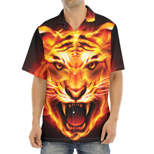 Flame Tiger Print Aloha Shirt
