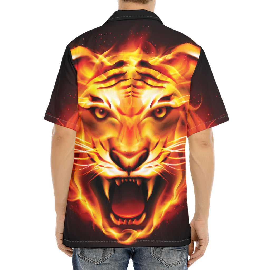 Flame Tiger Print Aloha Shirt