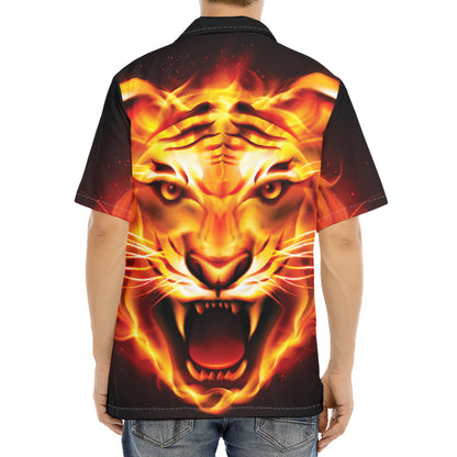 Flame Tiger Print Aloha Shirt
