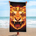 Flame Tiger Print Beach Towel