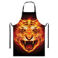 Flame Tiger Print Bib Apron With Pocket