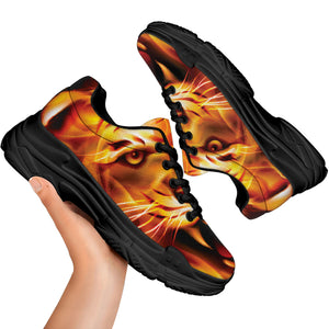 Flame Tiger Print Black Chunky Shoes