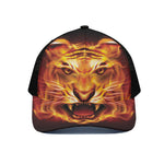 Flame Tiger Print Black Mesh Trucker Cap