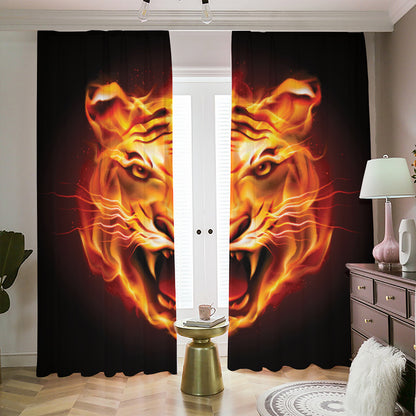 Flame Tiger Print Blackout Pencil Pleat Curtains