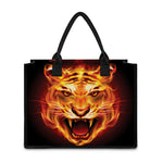 Flame Tiger Print Canvas Tote Bag