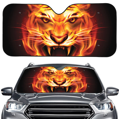 Flame Tiger Print Car Windshield Sun Shade