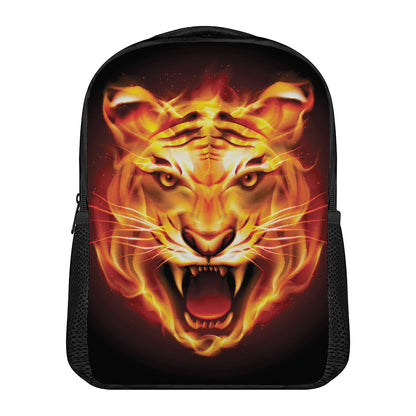 Flame Tiger Print Casual Backpack