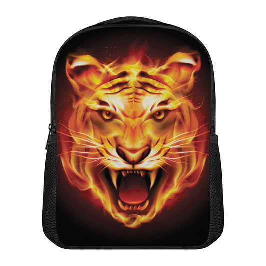 Flame Tiger Print Casual Backpack