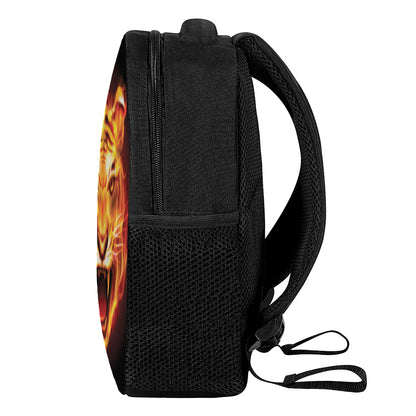 Flame Tiger Print Casual Backpack