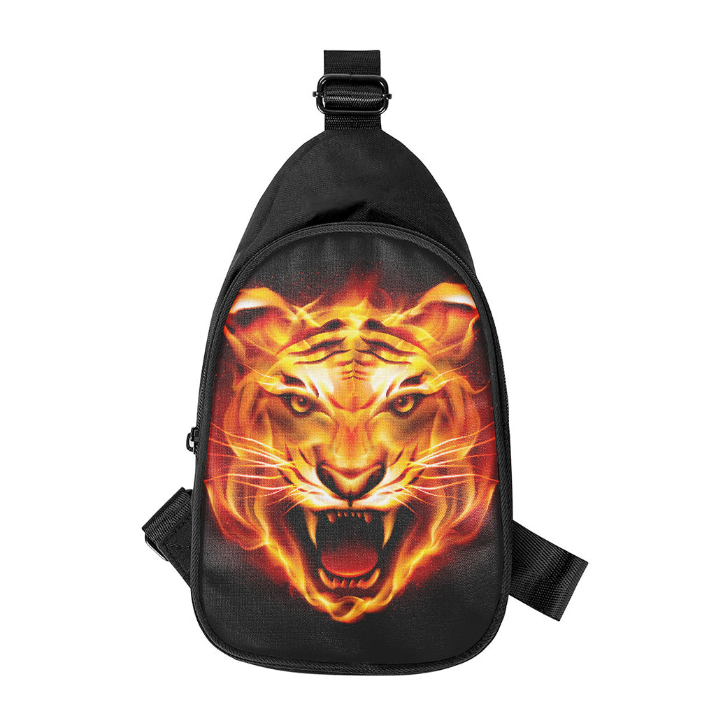 Flame Tiger Print Chest Bag