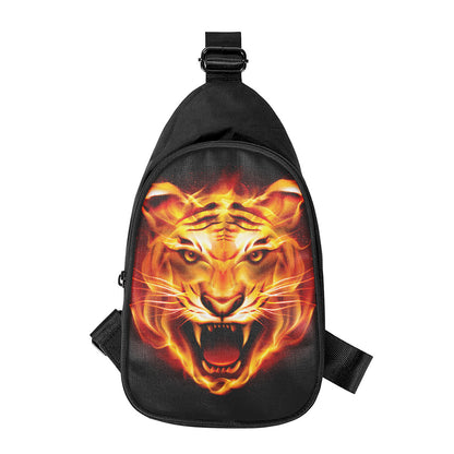Flame Tiger Print Chest Bag