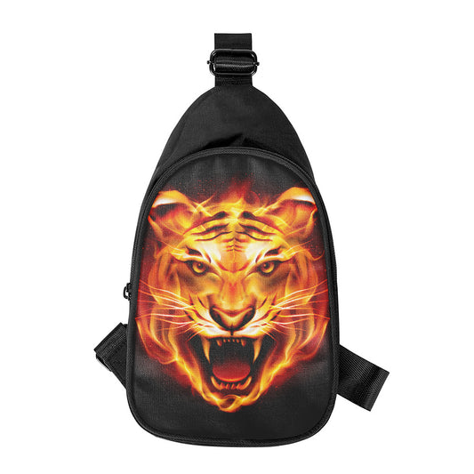 Flame Tiger Print Chest Bag