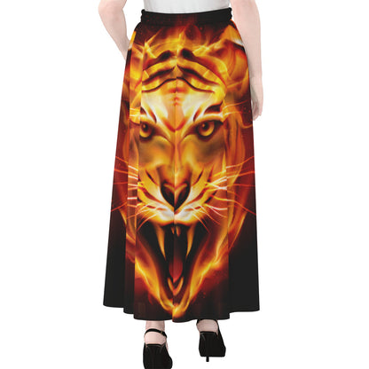 Flame Tiger Print Chiffon Maxi Skirt