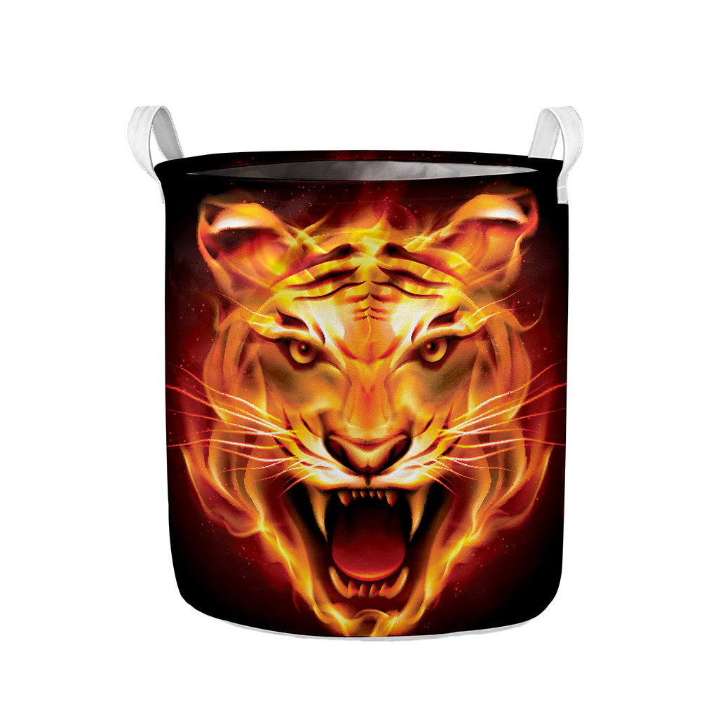 Flame Tiger Print Collapsible Laundry Basket