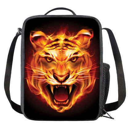 Flame Tiger Print Crossbody Lunch Bag