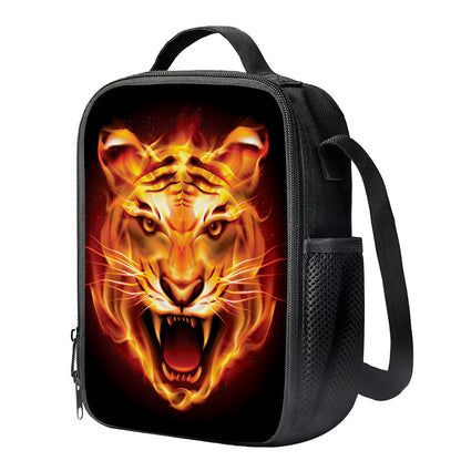Flame Tiger Print Crossbody Lunch Bag