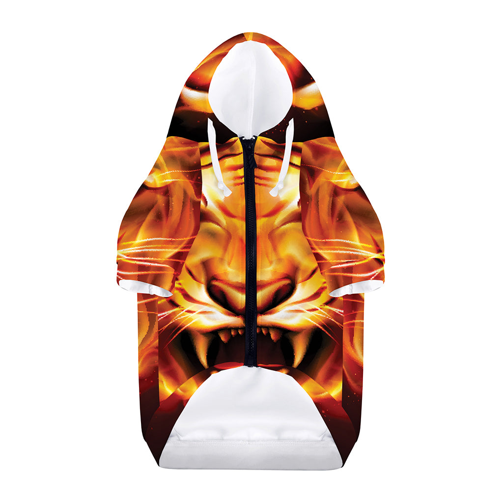 Flame Tiger Print Dog Zip Up Hoodie