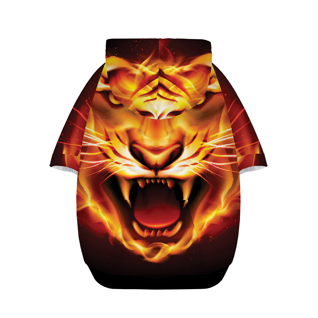 Flame Tiger Print Dog Zip Up Hoodie