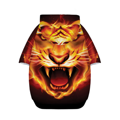 Flame Tiger Print Dog Zip Up Hoodie