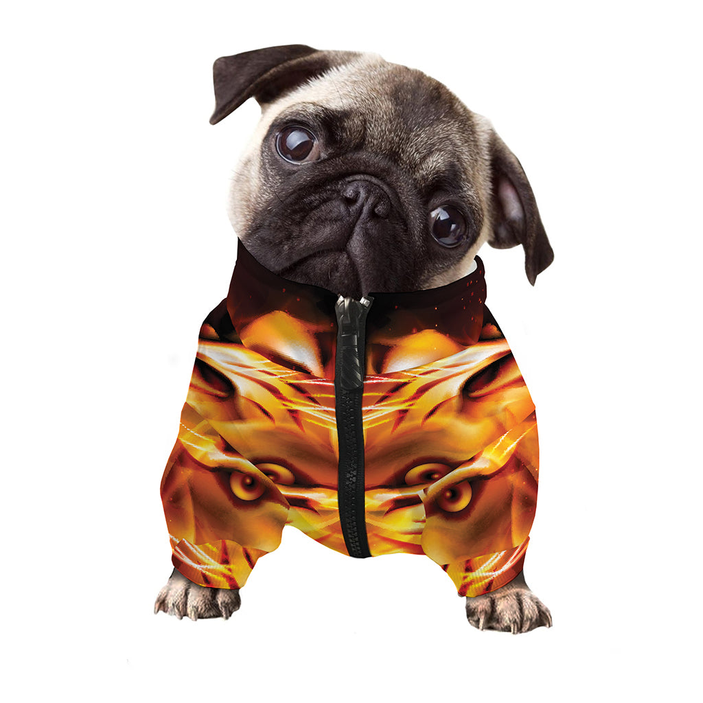 Flame Tiger Print Dog Zip Up Jacket