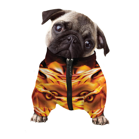 Flame Tiger Print Dog Zip Up Jacket