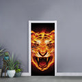 Flame Tiger Print Door Sticker