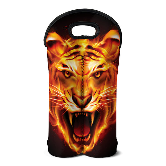 Flame Tiger Print Double Neoprene Wine Tote