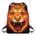 Flame Tiger Print Drawstring Backpack