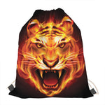 Flame Tiger Print Drawstring Bag