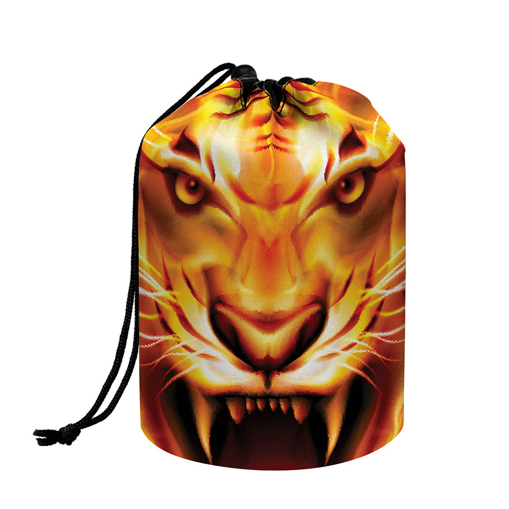 Flame Tiger Print Drawstring Makeup Bag