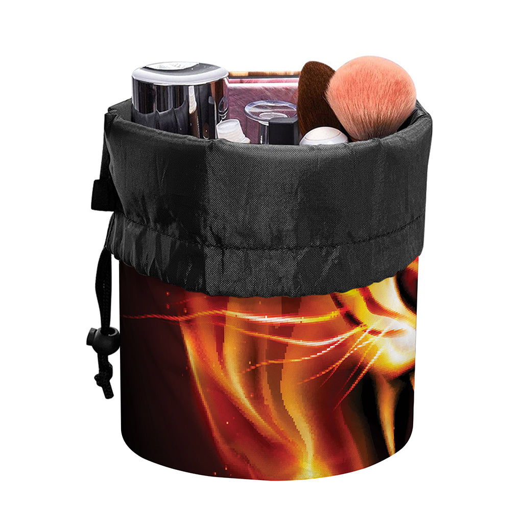 Flame Tiger Print Drawstring Makeup Bag