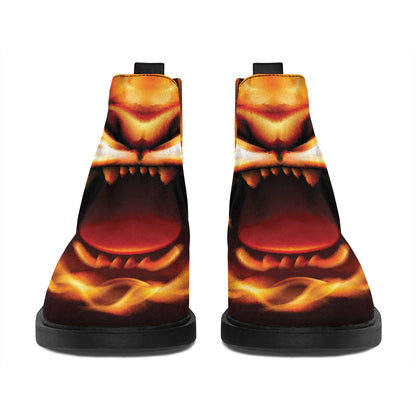 Flame Tiger Print Flat Ankle Boots