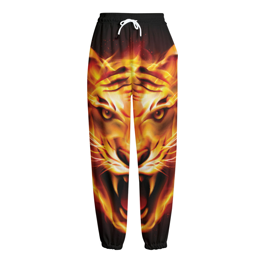 Flame Tiger Print Fleece Lined Knit Pants