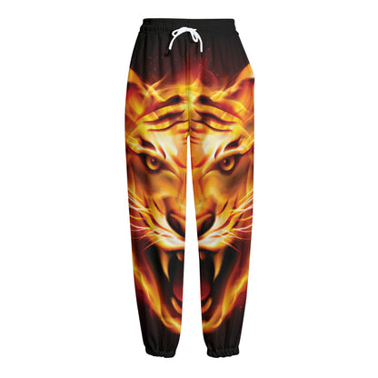 Flame Tiger Print Fleece Lined Knit Pants