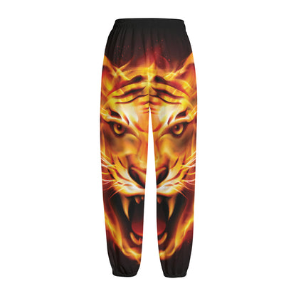 Flame Tiger Print Fleece Lined Knit Pants