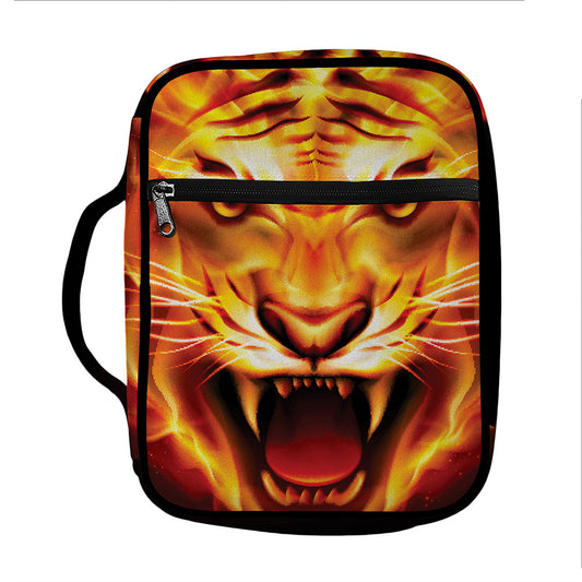 Flame Tiger Print Front Pocket Bible Bag