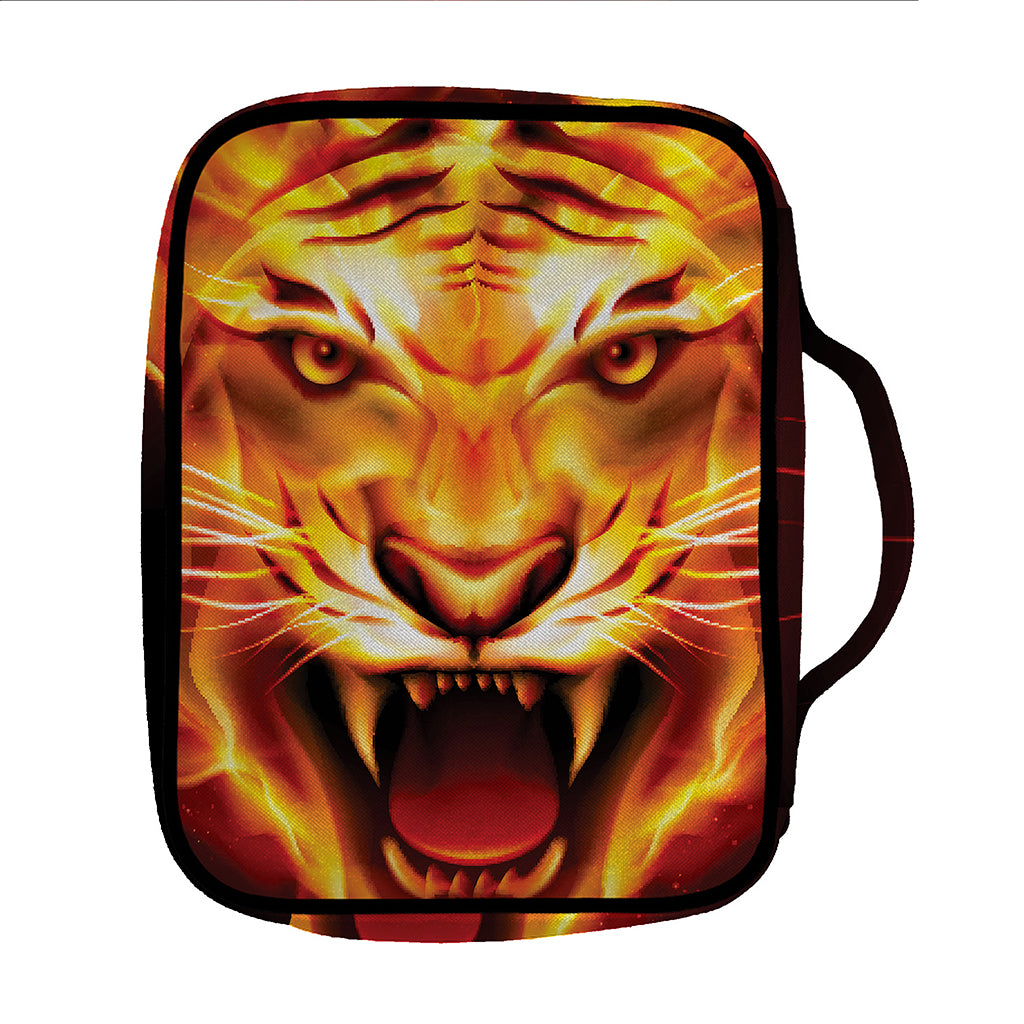 Flame Tiger Print Front Pocket Bible Bag