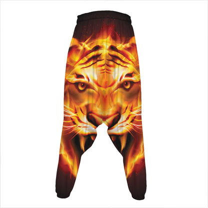 Flame Tiger Print Hammer Pants
