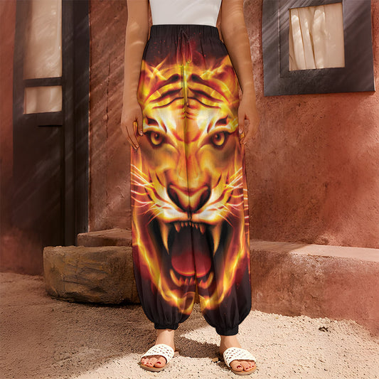 Flame Tiger Print Harem Pants