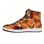 Flame Tiger Print High Top Leather Sneakers