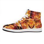 Flame Tiger Print High Top Leather Sneakers
