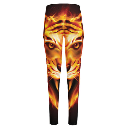 Flame Tiger Print High-Waisted Pocket Leggings
