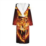 Flame Tiger Print Hooded Bathrobe