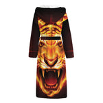 Flame Tiger Print Hooded Bathrobe