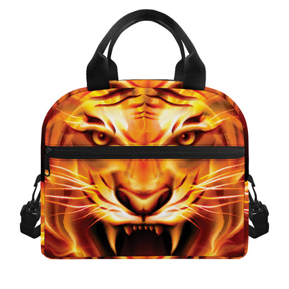 Flame Tiger Print Insulated Lunch Bag