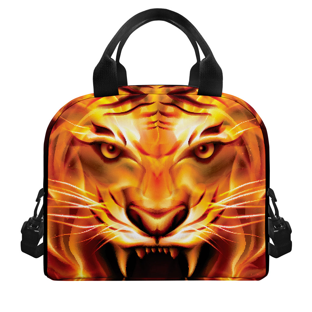 Flame Tiger Print Insulated Lunch Bag