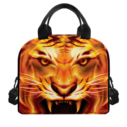 Flame Tiger Print Insulated Lunch Bag