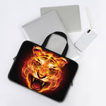 Flame Tiger Print Laptop Sleeve With Handle